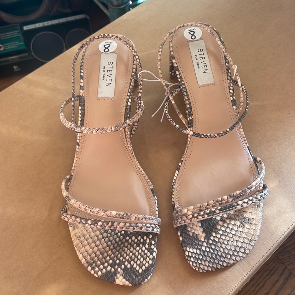 NEW Steven New York Snake Skin Ankle Strap Heels! Women’s 8